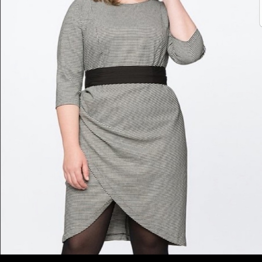 Eloquii Houndstooth Drape Front Dress 18